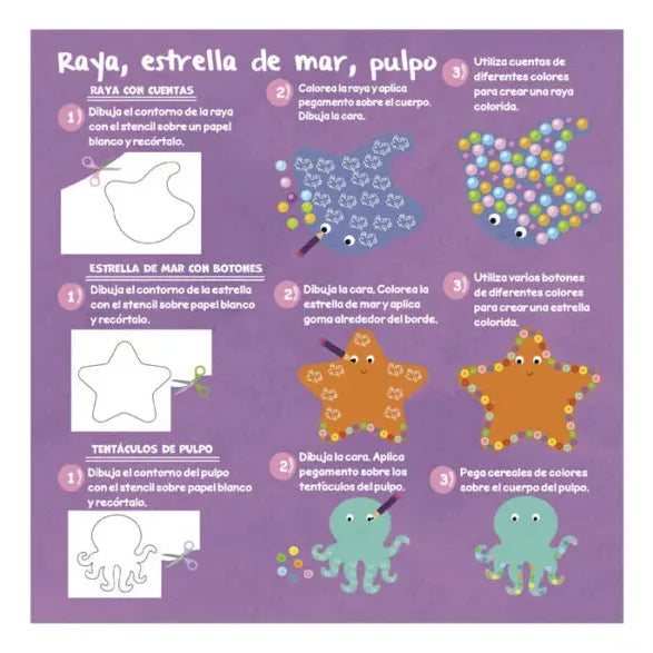 Libro Animales Marinos Mi Arte Con Stencils Pop Out