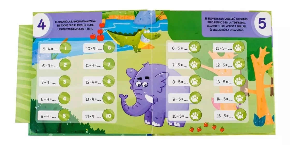 Libros jugando con la suma, resta, multiplicación y división
