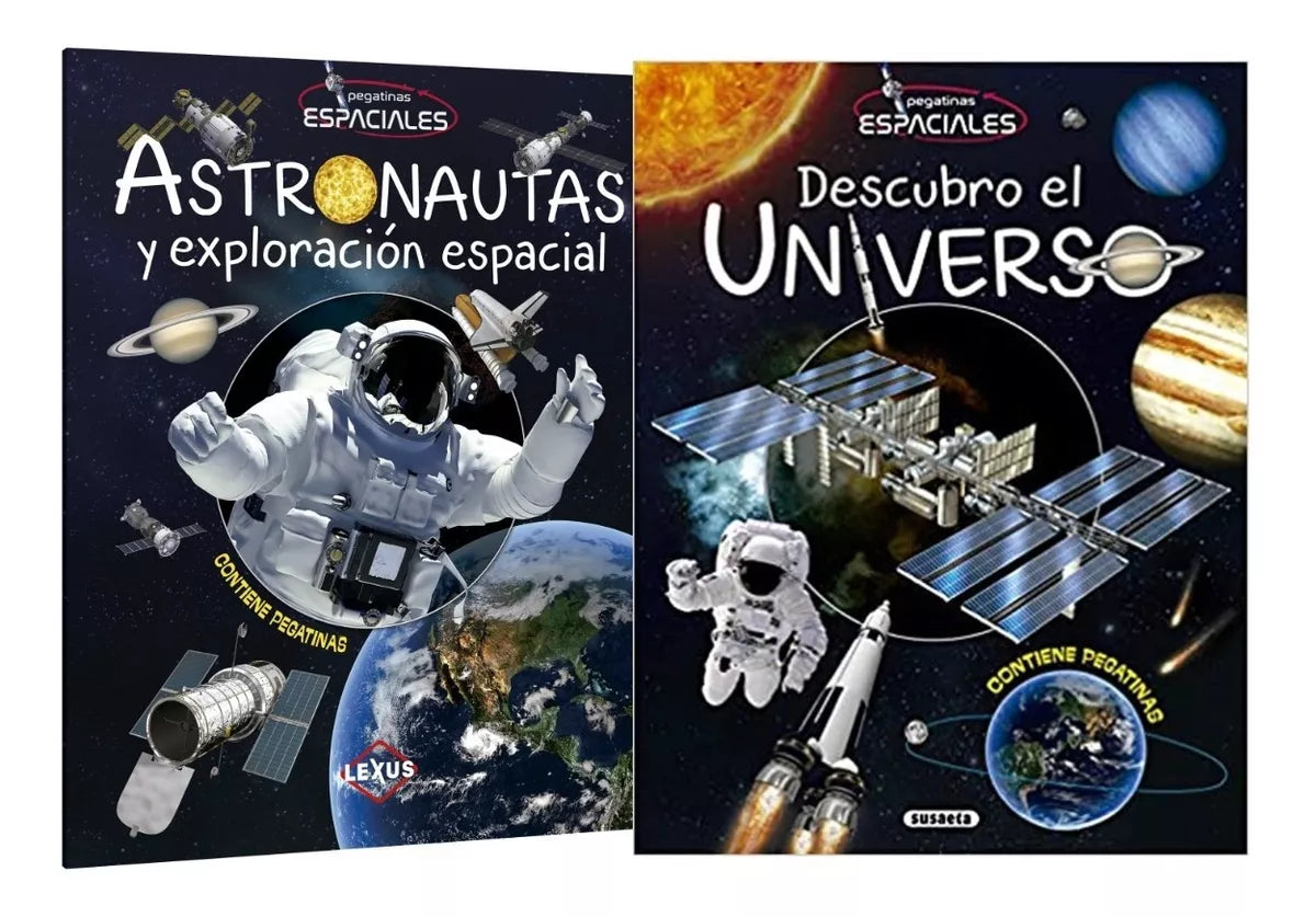 Libros Descubro el universo y Astronautas Exploración (Pegatinas espaciales)