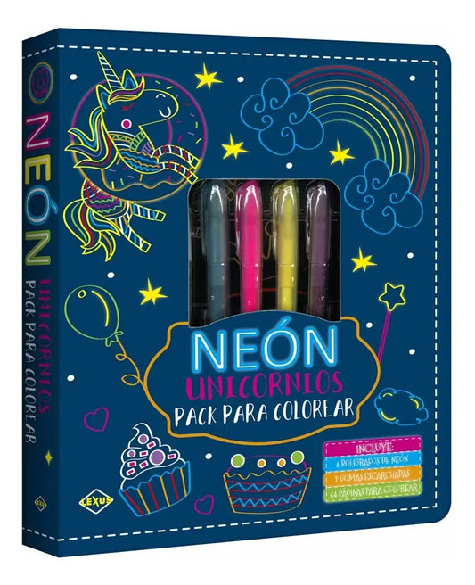 Libro Neón Pack Para Colorear Unicornios