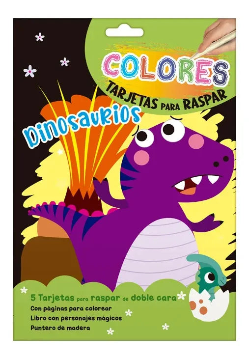 Libro Dinosaurios Colores Tarjetas Para Raspar