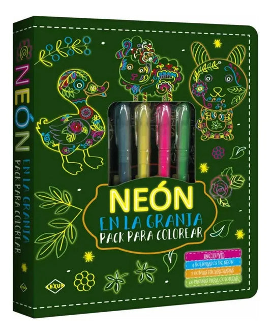 Libro Neón Pack Para Colorear En La Granja