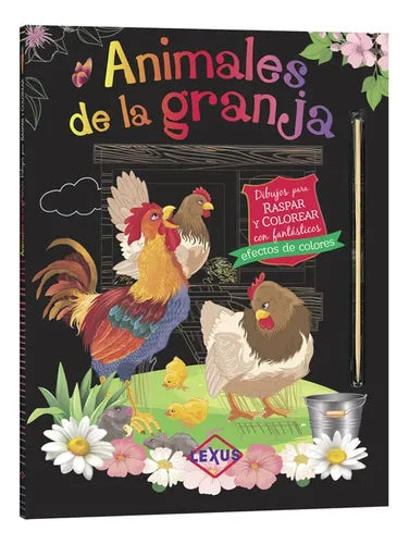 Libro Animales De La Granja Colección Raspar Y Colorear