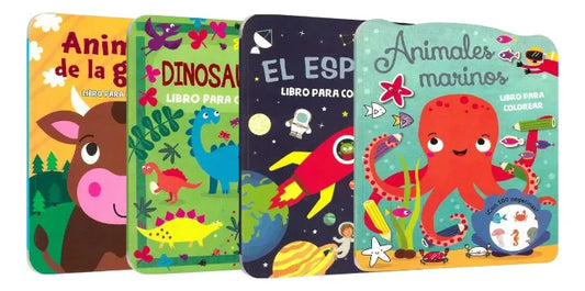 Colección Libros Para Colorear Con 100 Pegatinas