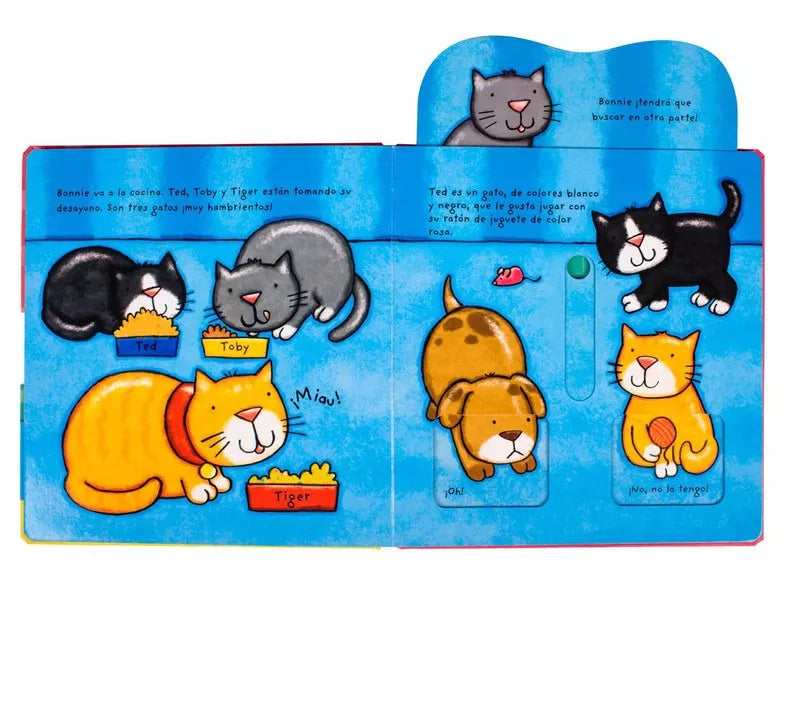 Libro didáctico Mis Mascotas, empuja, gira y más