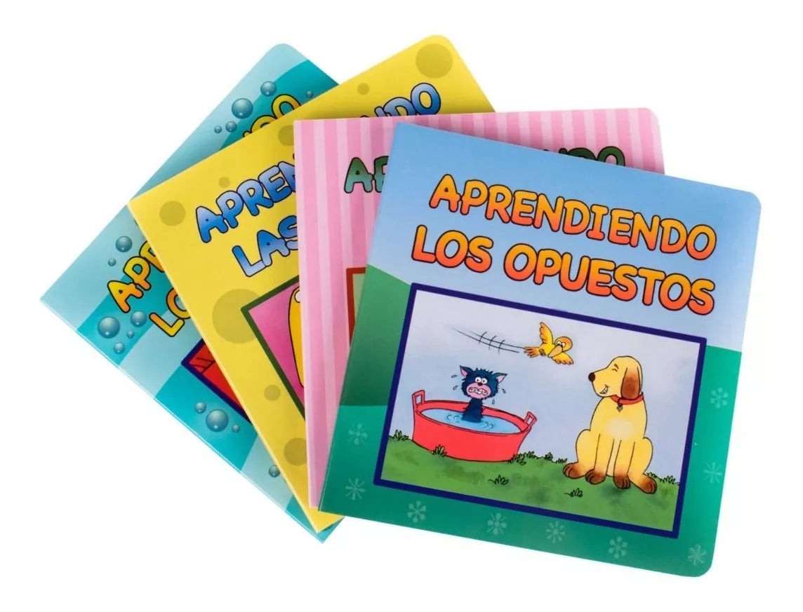 Libro aprendiendo 4 libros números, letras, colores y opuesto