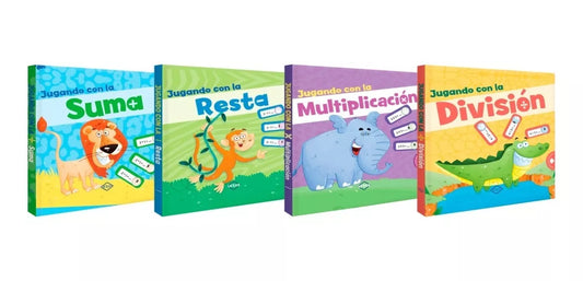 Libros jugando con la suma, resta, multiplicación y división